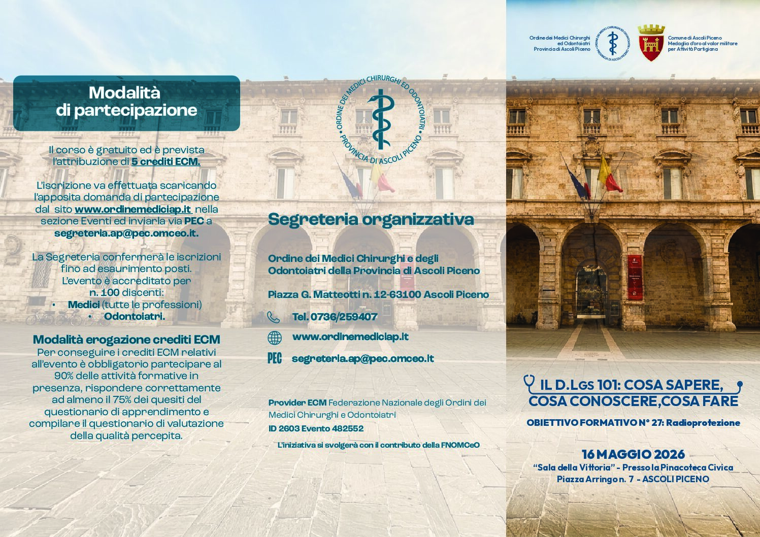 Radioprotezione e D.Lgs. 101: evento formativo a Ascoli Piceno