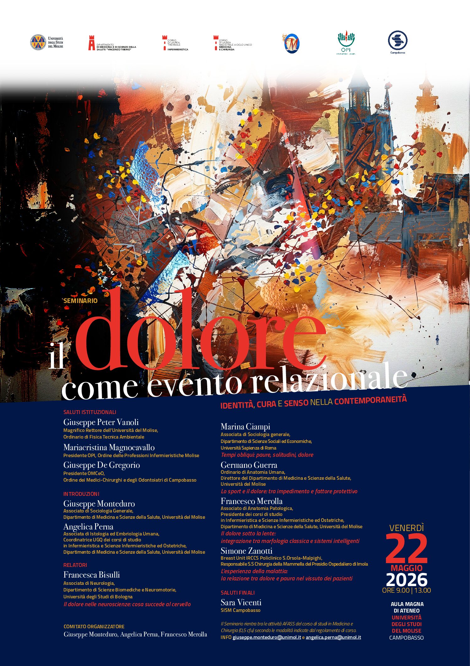 Seminario “Il dolore come evento relazionale”: appuntamento il 22 maggio a Campobasso
