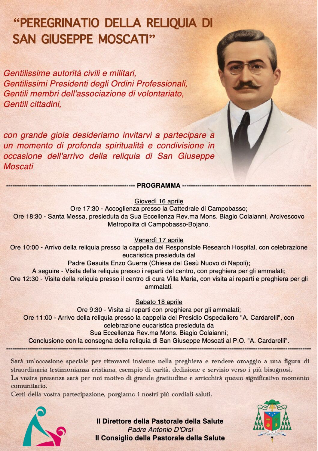 Arriva a Campobasso la reliquia di San Giuseppe Moscati, medico e santo della carità