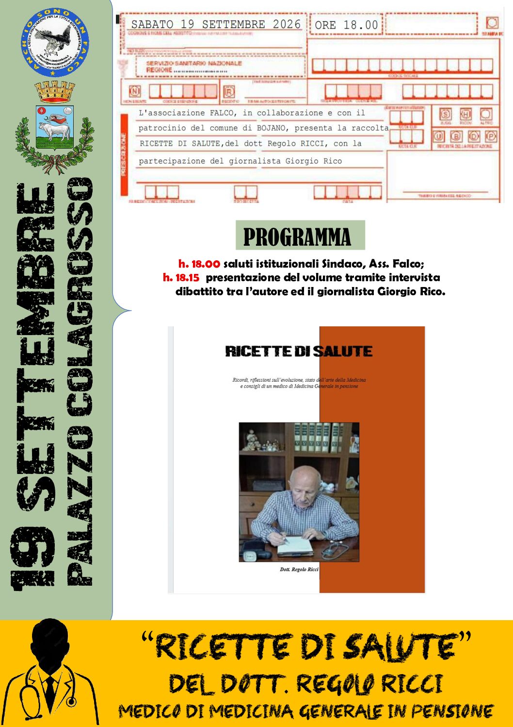 “Ricette di salute”, sabato a Bojano la presentazione della nuova dispensa del dott. Regolo Ricci